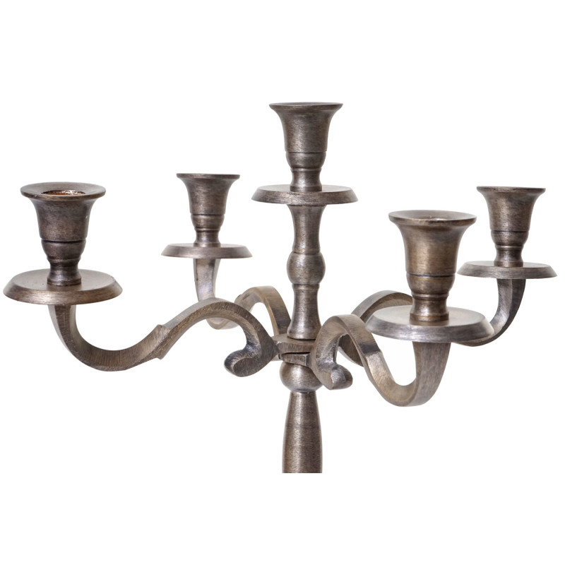 Bougeoir chandelier, candélabre à 5 branches en aluminium 41cm massif 1kg - couleur: or antique