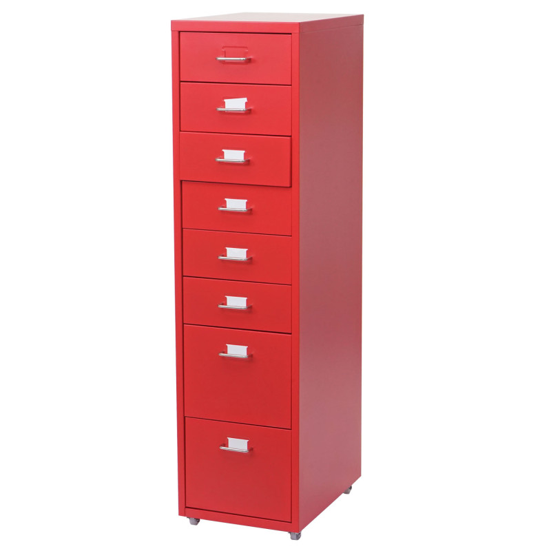 Caisson à roulettes Boston T851, placard en acier, 109x28x44cm 8 tiroirs - rouge