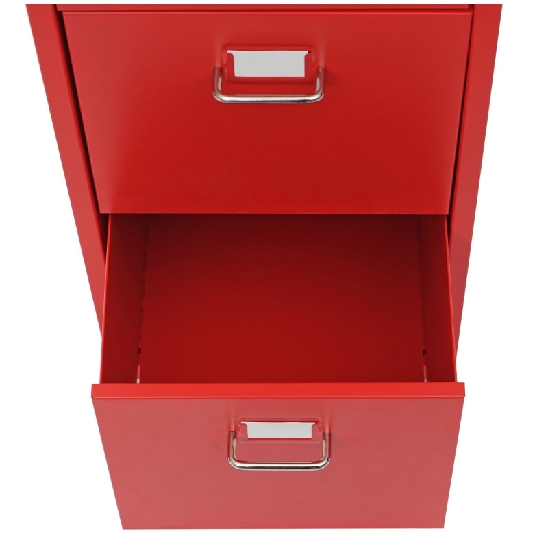 Caisson à roulettes Boston T851, placard en acier, 109x28x44cm 8 tiroirs - rouge