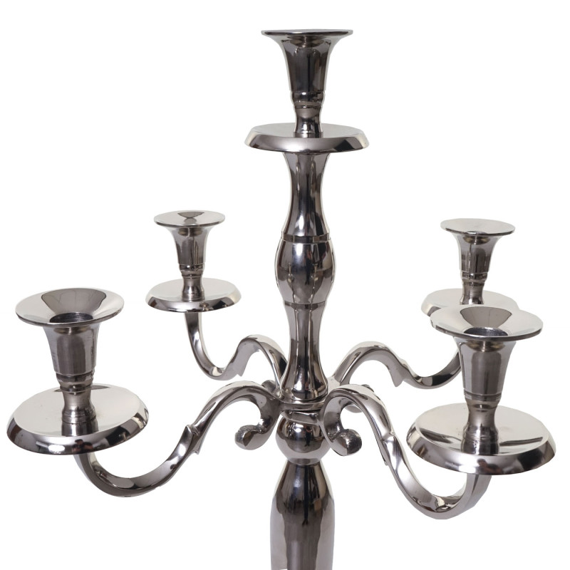 Bougeoir chandelier, candélabre à 5 branches en aluminium 60cm massif 1,6kg - couleur: argent