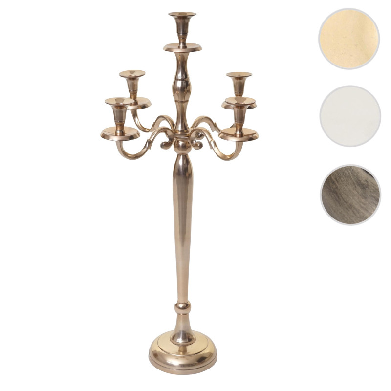 Bougeoir chandelier, torchère, candélabre à 5 branches en aluminium 60cm massif 1,6kg - couleur: or