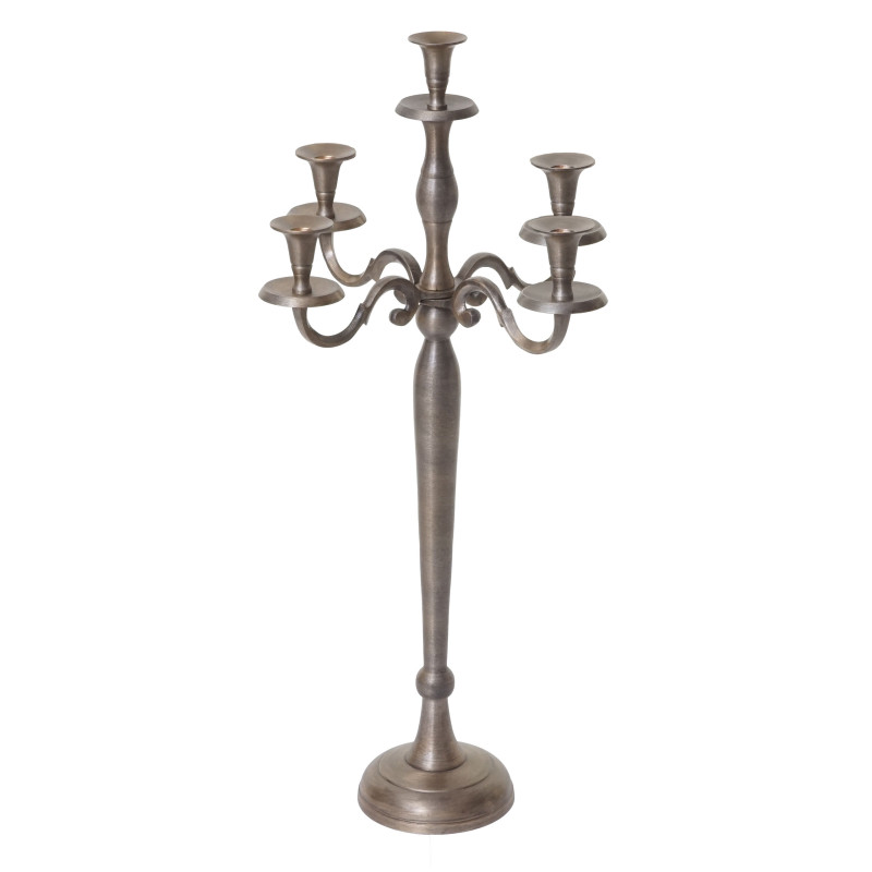 Bougeoir chandelier, candélabre à 5 branches en aluminium 60cm massif 1,6kg - couleur: or antique