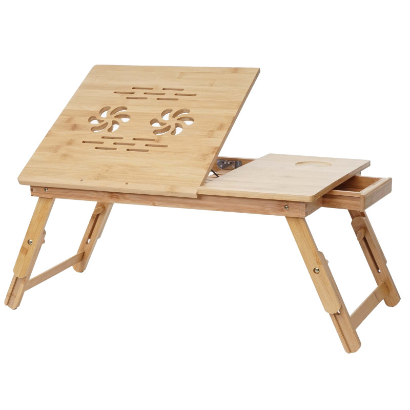 Table pour ordinateur portable/portatif table pliante, trous d'évent, réglable, bambou
