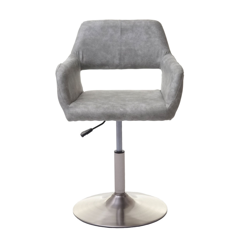 Chaise de salle à manger III, style rétro années 50, tissu - gris clair vintage, pied en métal brossé