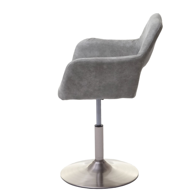 Chaise de salle à manger III, style rétro années 50, tissu - gris clair vintage, pied en métal brossé