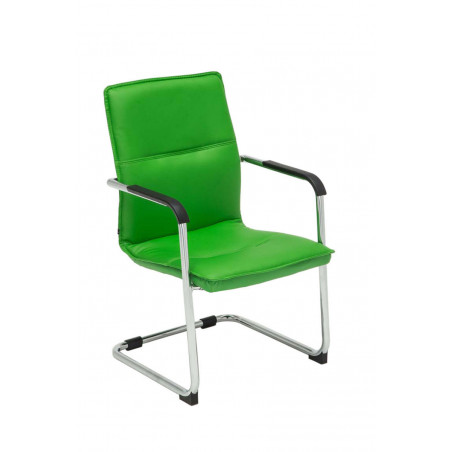 Chaise de conférence cantilever en simili cuir vert naturalis
