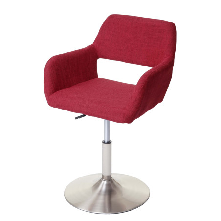 Chaise de salle à manger III, style rétro années 50, tissu - rouge, pied en métal brossé