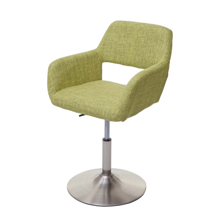 Chaise de salle à manger III, style rétro années 50, tissu - vert clair, pied en métal brossé