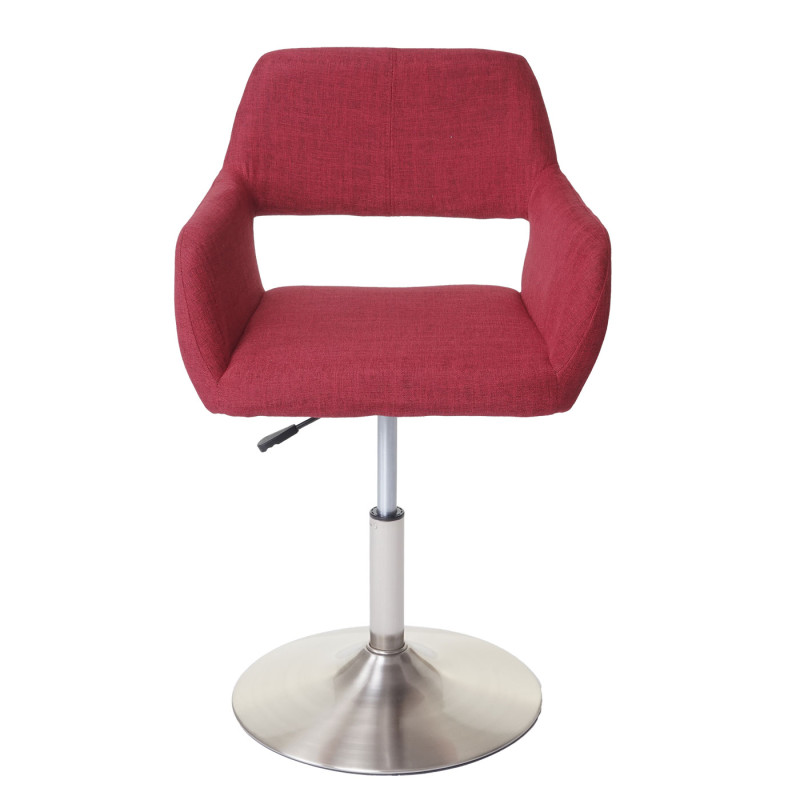 Chaise de salle à manger III, style rétro années 50, tissu - rouge, pied en métal brossé