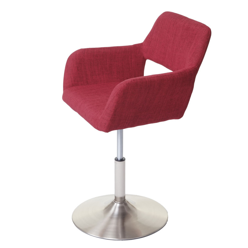 Chaise de salle à manger III, style rétro années 50, tissu - rouge, pied en métal brossé