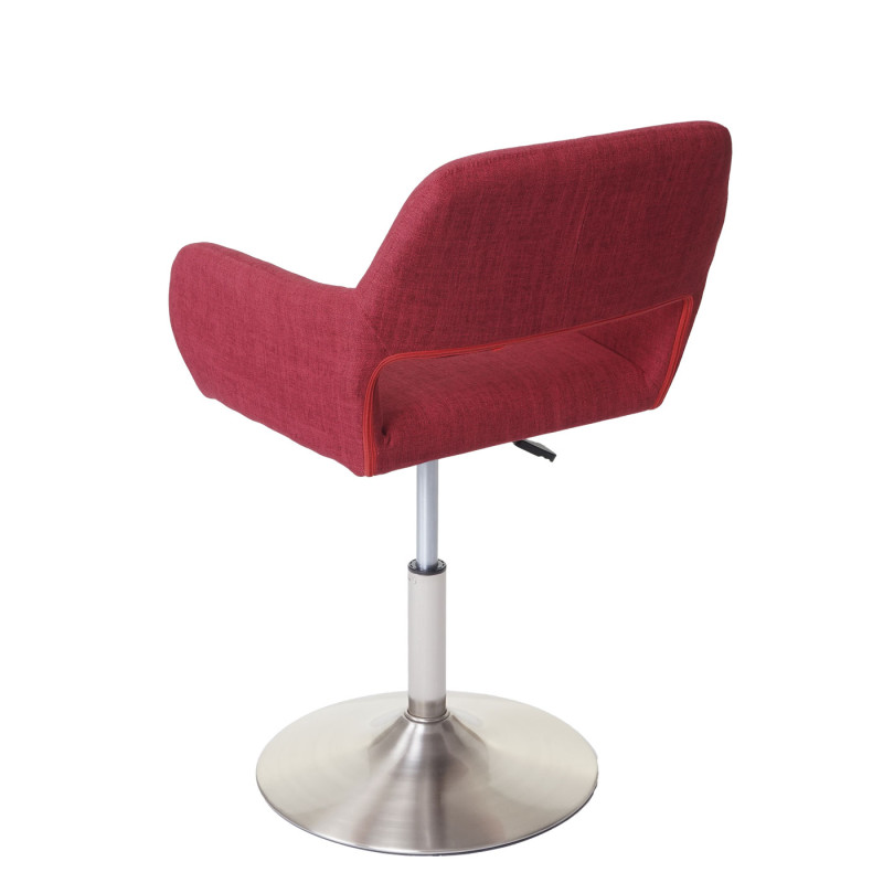 Chaise de salle à manger III, style rétro années 50, tissu - rouge, pied en métal brossé