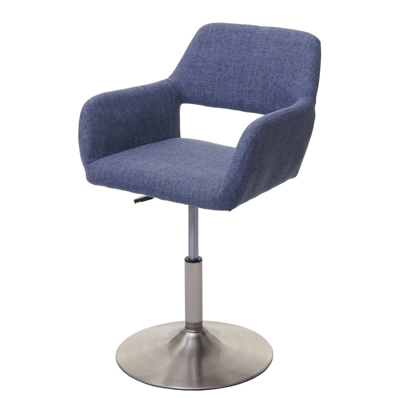 Chaise de salle à manger III, style rétro années 50, tissu - gris-bleu, pied en métal brossé