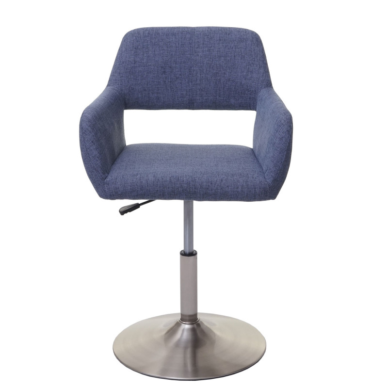 Chaise de salle à manger III, style rétro années 50, tissu - gris-bleu, pied en métal brossé