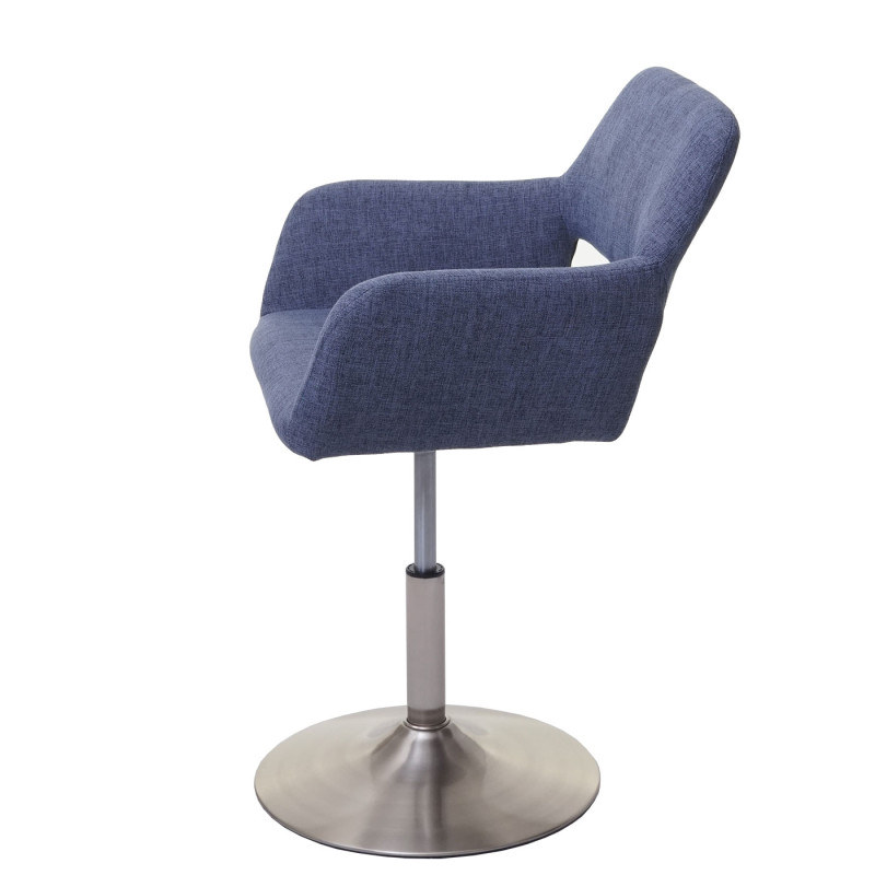 Chaise de salle à manger III, style rétro années 50, tissu - gris-bleu, pied en métal brossé