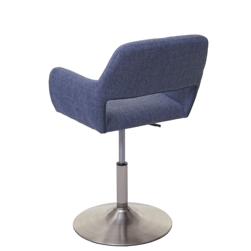 Chaise de salle à manger III, style rétro années 50, tissu - gris-bleu, pied en métal brossé