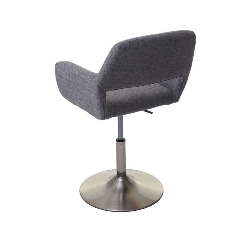 Chaise de salle à manger III, style rétro années 50, tissu - gris, pied en métal brossé