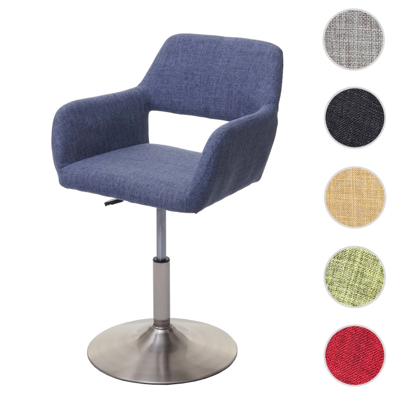 Chaise de salle à manger III, style rétro années 50, tissu - gris-bleu, pied en métal brossé