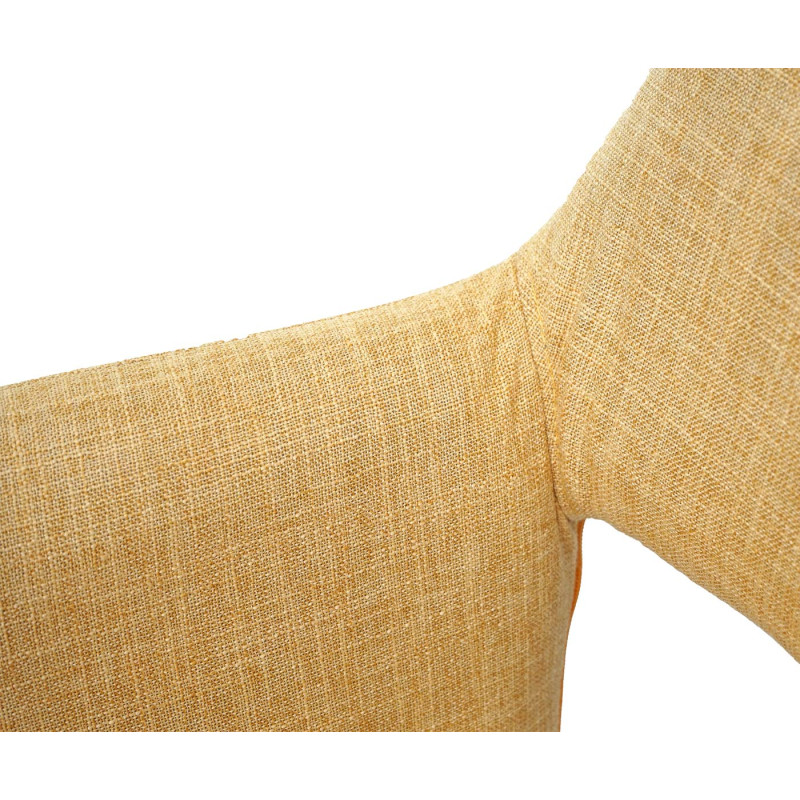 Chaise de salle à manger III, style rétro années 50, tissu - jaune, pied en métal brossé