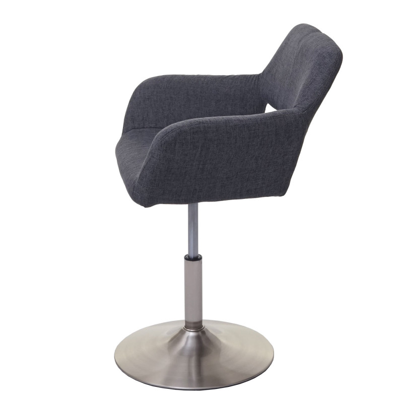 Chaise de salle à manger III, style rétro années 50, tissu - gris foncé, pied en métal brossé