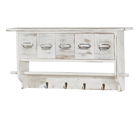 Étagère de cuisine étagère de ménage, vintage avec 5 tiroirs, 32x65x13cm - shabby chic blanc