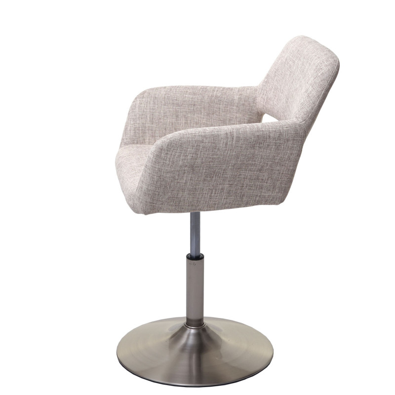 Chaise de salle à manger III, style rétro années 50, tissu - creme/gris, pied en métal brossé