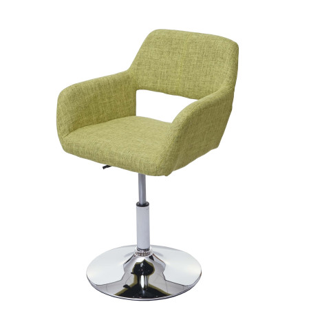 Chaise de salle à manger III, style rétro années 50, tissu - vert clair, pied en métal aspect chromé