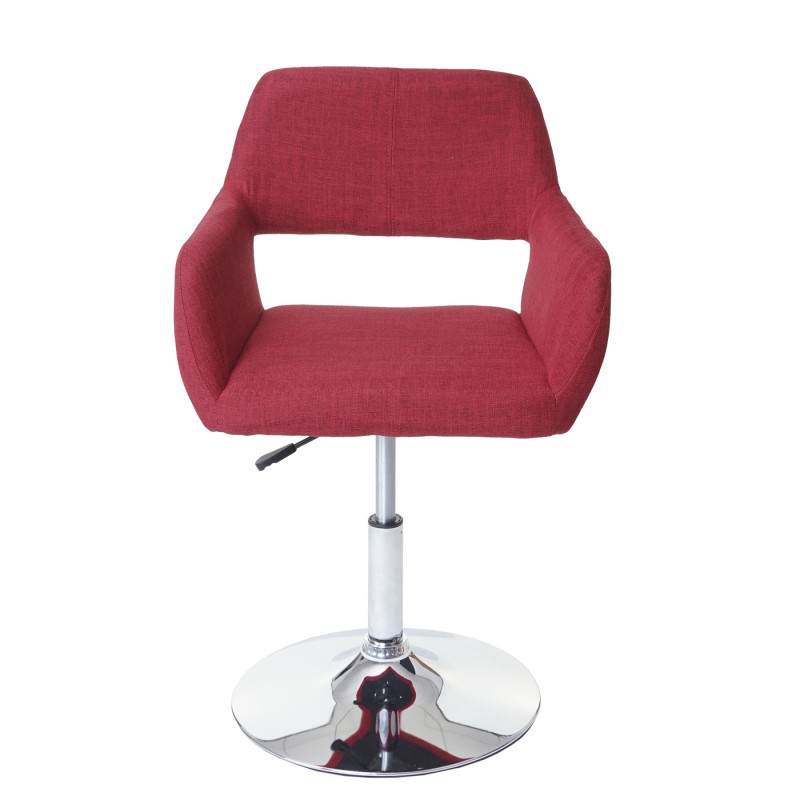 Chaise de salle à manger III, style rétro années 50, tissu - rouge pourpre, pied métal, aspect chromé