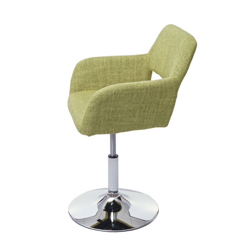 Chaise de salle à manger III, style rétro années 50, tissu - vert clair, pied en métal aspect chromé