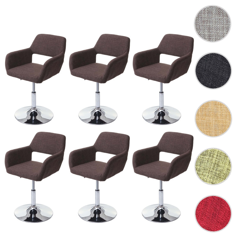Lot de 6 chaises de salle à manger III, , rétro années 50, tissu/textile - gris, pied chromé
