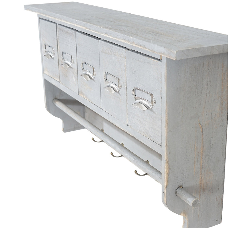 Étagère de cuisine étagère de ménage, vintage avec 5 tiroirs, 32x65x13cm - shabby look, gris