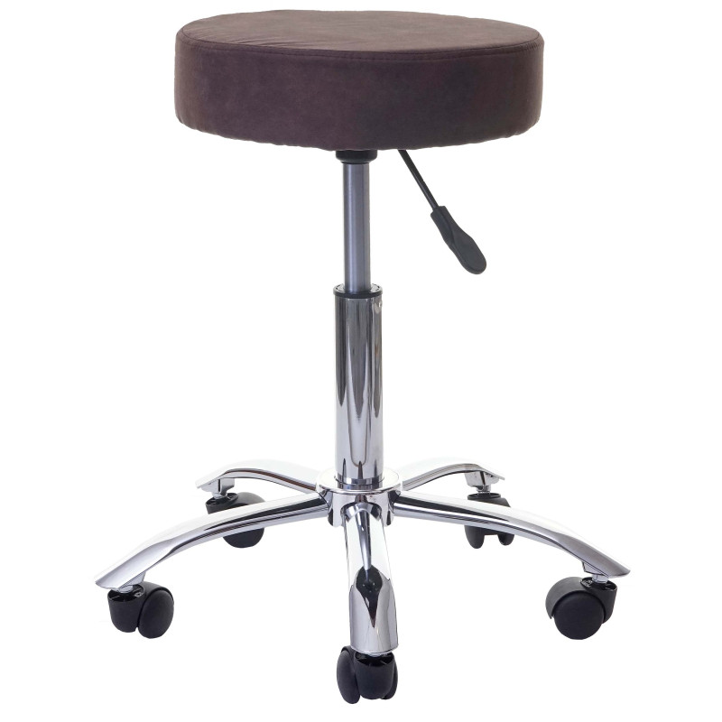 Tabouret de travail tabouret rotatif de cosmétique, avec roulettes, tissu - marron foncé