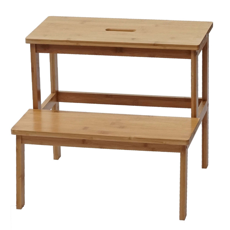 Tabouret marche-pied banquette, marchepied, tabouret en bois, bambou 43x47x38cm