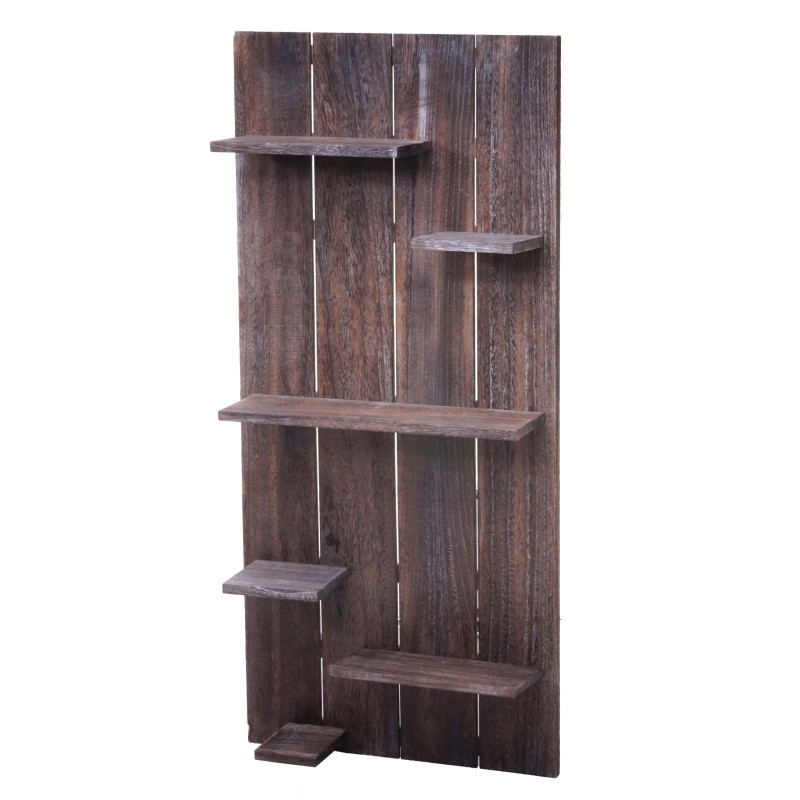 Étagère murale panneau mural avec 6 niveaux, 110x50x14cm, bois massif, vintage - marron