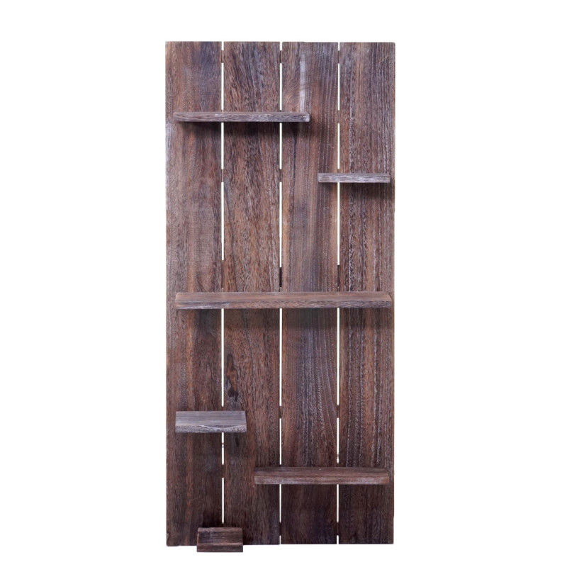 Étagère murale panneau mural avec 6 niveaux, 110x50x14cm, bois massif, vintage - marron