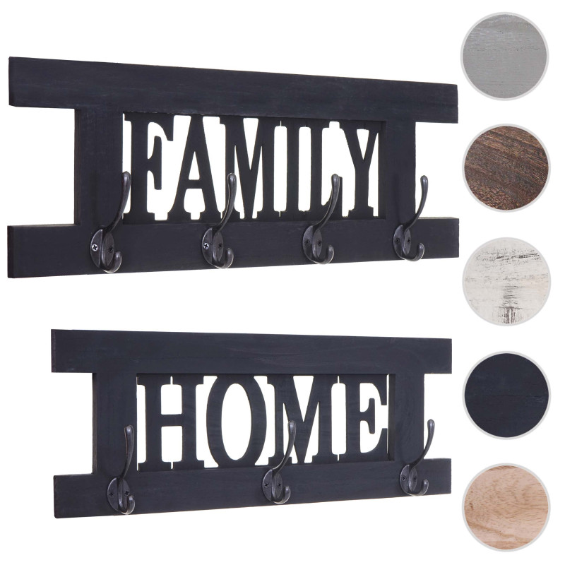 2x garderobe murale Home+Family, planche vestiaire, style shabby chic, vintage 60x21cm - gris foncé