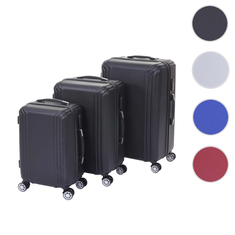 Lot de 3 valises valise rigide à roulettes, bagages à main, hauteur 72/60/50cm - noir, premium