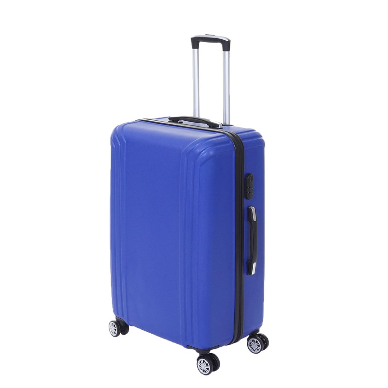 Lot de 3 valises valise rigide, roulettes, bagages à main, hauteur 72/60/50cm - bleu, premium