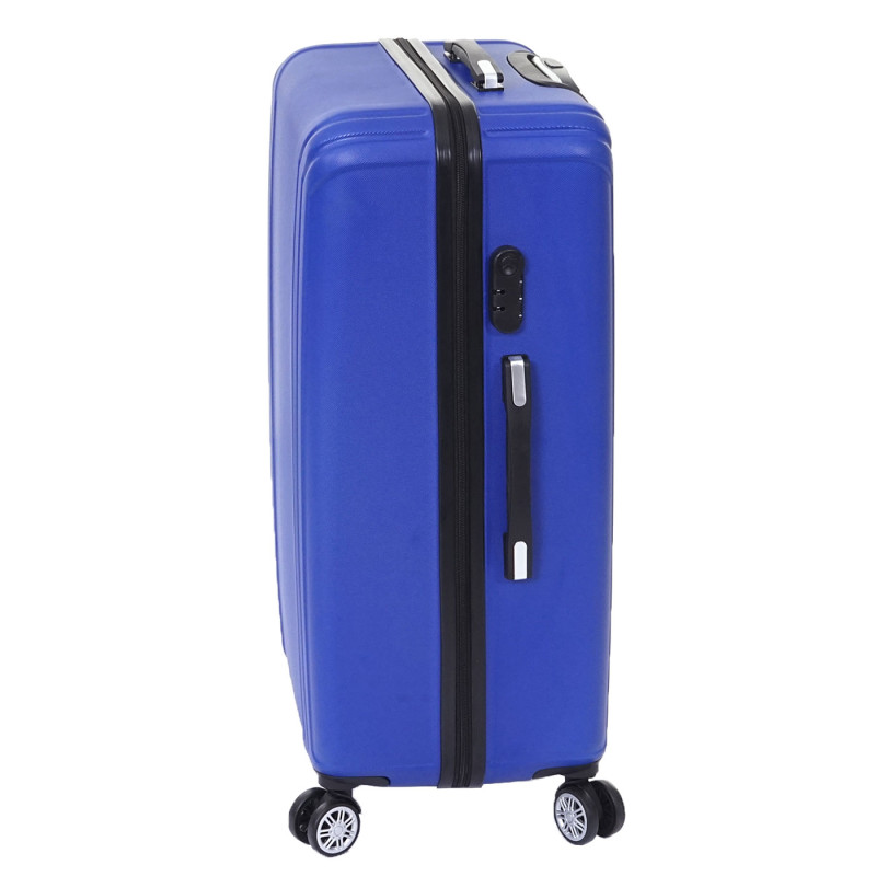 Lot de 3 valises valise rigide, roulettes, bagages à main, hauteur 72/60/50cm - bleu, premium