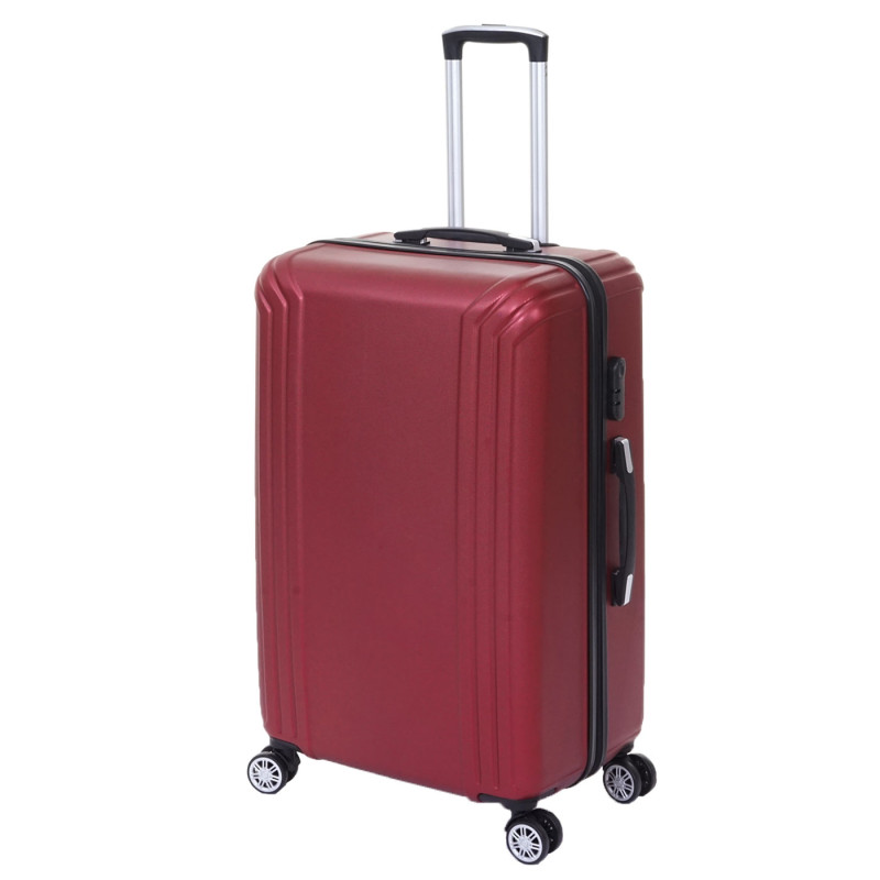 Lot de 3 valises valise rigide, roulettes, bagages à main, hauteur 72/60/50cm - rouge, premium