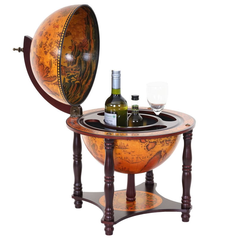 Globe terrestre, bar de salon minibar, bois d'eucalyptus