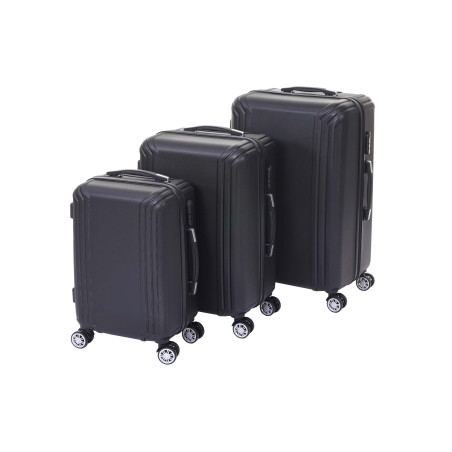 Lot de 3 valises valise rigide à roulettes, bagages à main, hauteur 72/60/50cm - noir, standart