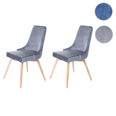 2x chaise de salle à manger fauteuil, style rétro années 50, en velours - en bleu pétrole