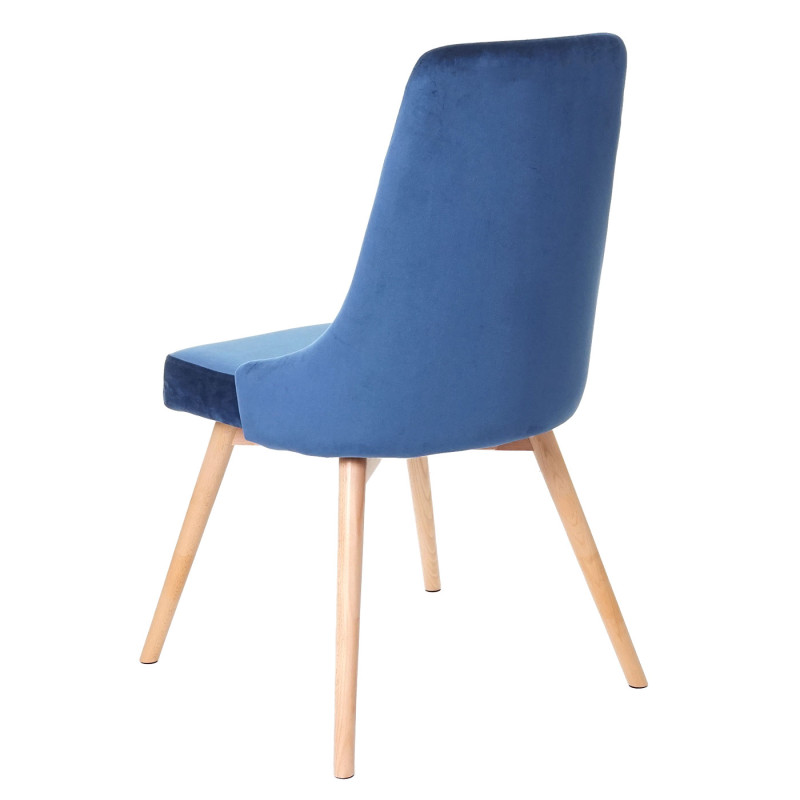 2x chaise de salle à manger fauteuil, style rétro années 50, en velours - en bleu pétrole