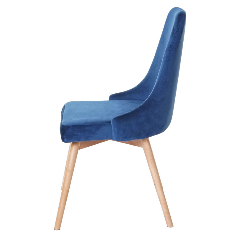 2x chaise de salle à manger fauteuil, style rétro années 50, en velours - en bleu pétrole