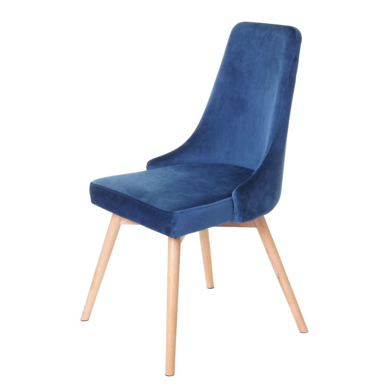 2x chaise de salle à manger fauteuil, style rétro années 50, en velours - en bleu pétrole