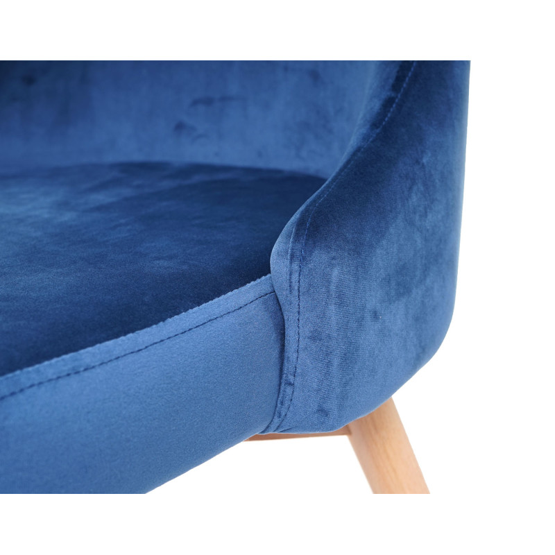 2x chaise de salle à manger fauteuil, style rétro années 50, en velours - en bleu pétrole