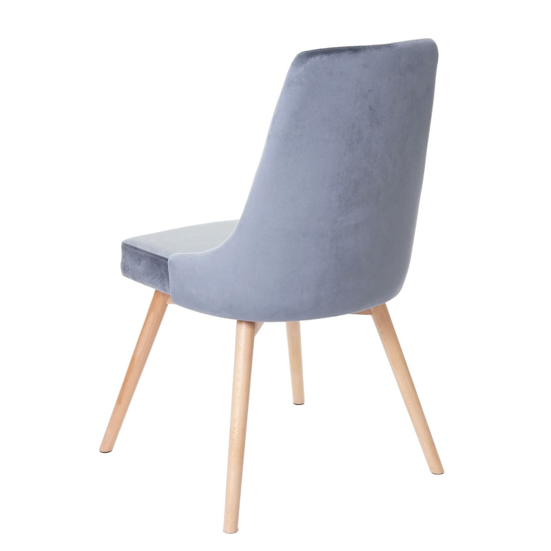 2x chaise de salle à manger fauteuil, style rétro années 50, en velours - gris foncé