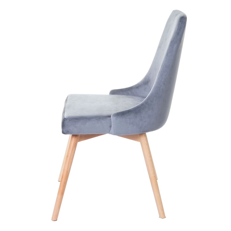 2x chaise de salle à manger fauteuil, style rétro années 50, en velours - gris foncé