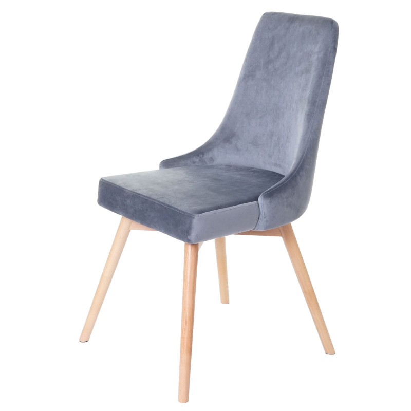 2x chaise de salle à manger fauteuil, style rétro années 50, en velours - gris foncé