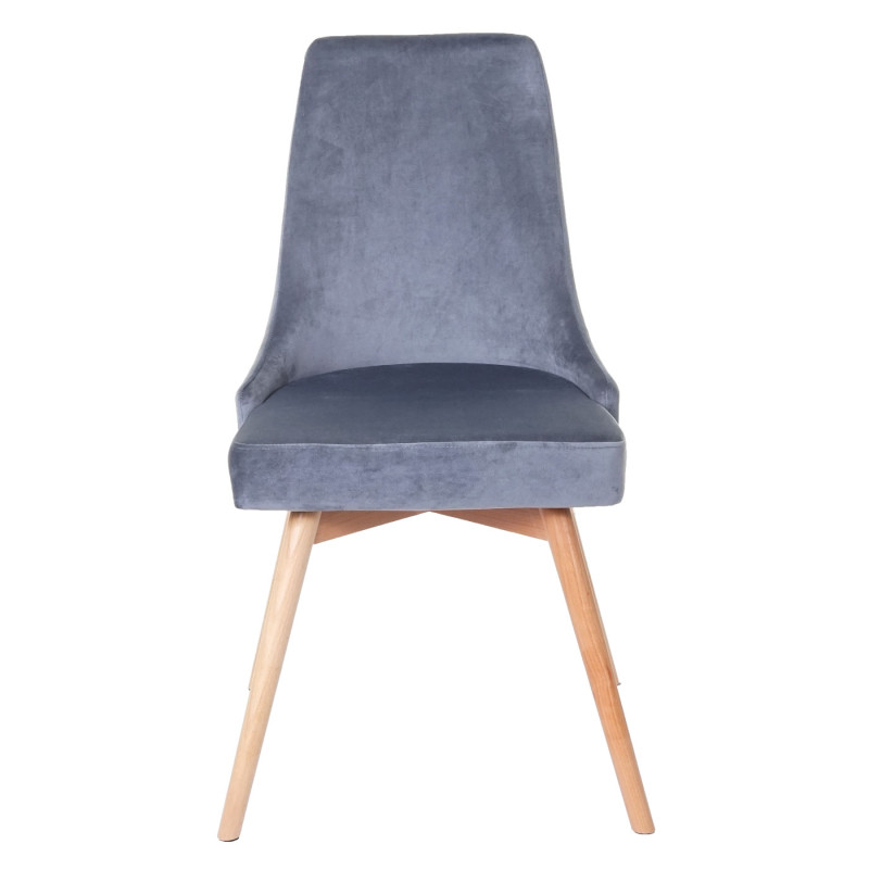 2x chaise de salle à manger fauteuil, style rétro années 50, en velours - gris foncé